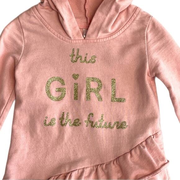 Carter’s Ruffle Hoodie Peach Pink This Girl Is The Future graphic girls Size 2T - Picture 2 of 6
